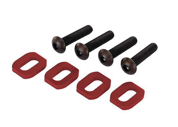 Traxxas Washers, motor mount, aluminum (red-anodized) (4)/ 4x18m - Click Image to Close