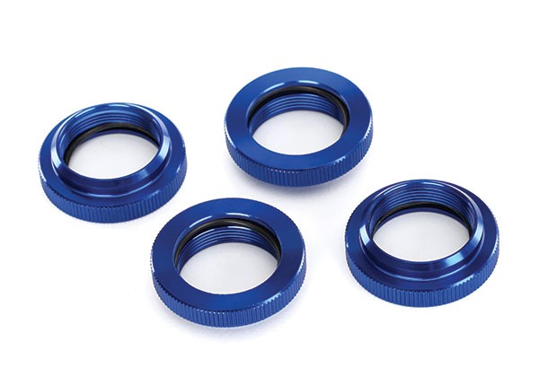 Traxxas Spring retainer (adjuster),blue-anodized aluminum, GTX shocks (4) (assembled with o-ring)