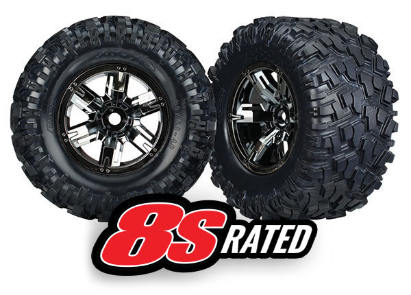 Traxxas Tires & wheels, assembled, glued X-Maxx black chrome whe