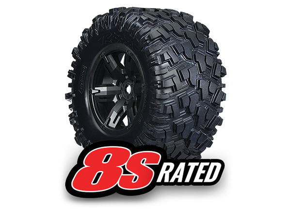 Traxxas X-Maxx black wheels, Maxx AT tires, glued (2)