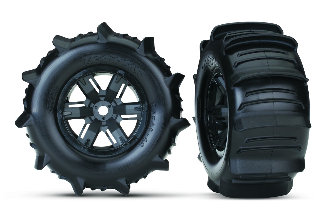 Traxxas Tires & Wheels, Assembled, Glued X-Maxx Left & Right - Click Image to Close