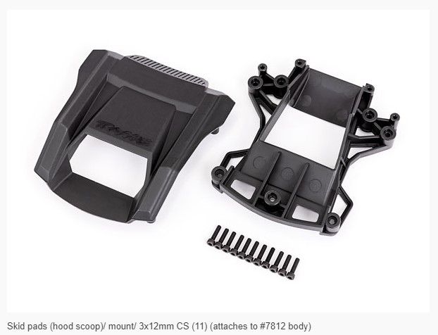 Traxxas Skid Pads (Hood Scoop)/ Mount/ 3X12mm CS (11) (Attaches To TRA7812 Body)