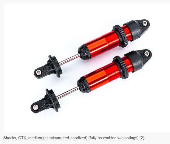 Traxxas Shocks, GTX, Medium (Aluminum, Red-Anodized) (2)