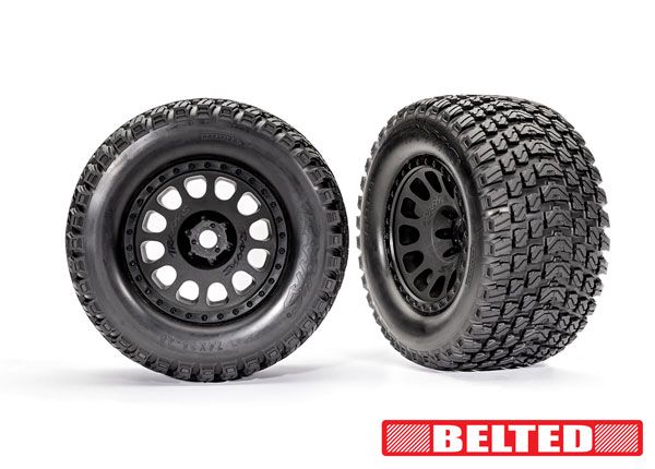 Traxxas Premount XRT® Black Wheels with Gravix™ Belted Tires - Click Image to Close