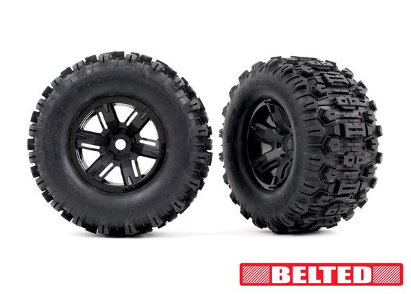 Traxxas Premount X-Maxx Black Wheels with Sledgehammer Belted(2)