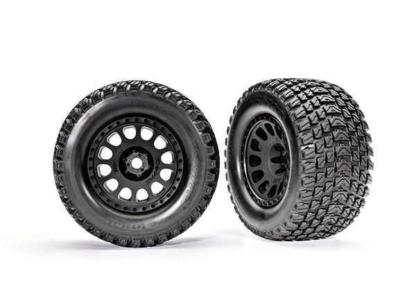 Traxxas Tires & Wheels, Assembled, Glued (XRT Race Black Wheels, Gravix Tires, Foam Inserts) (Left & Right)