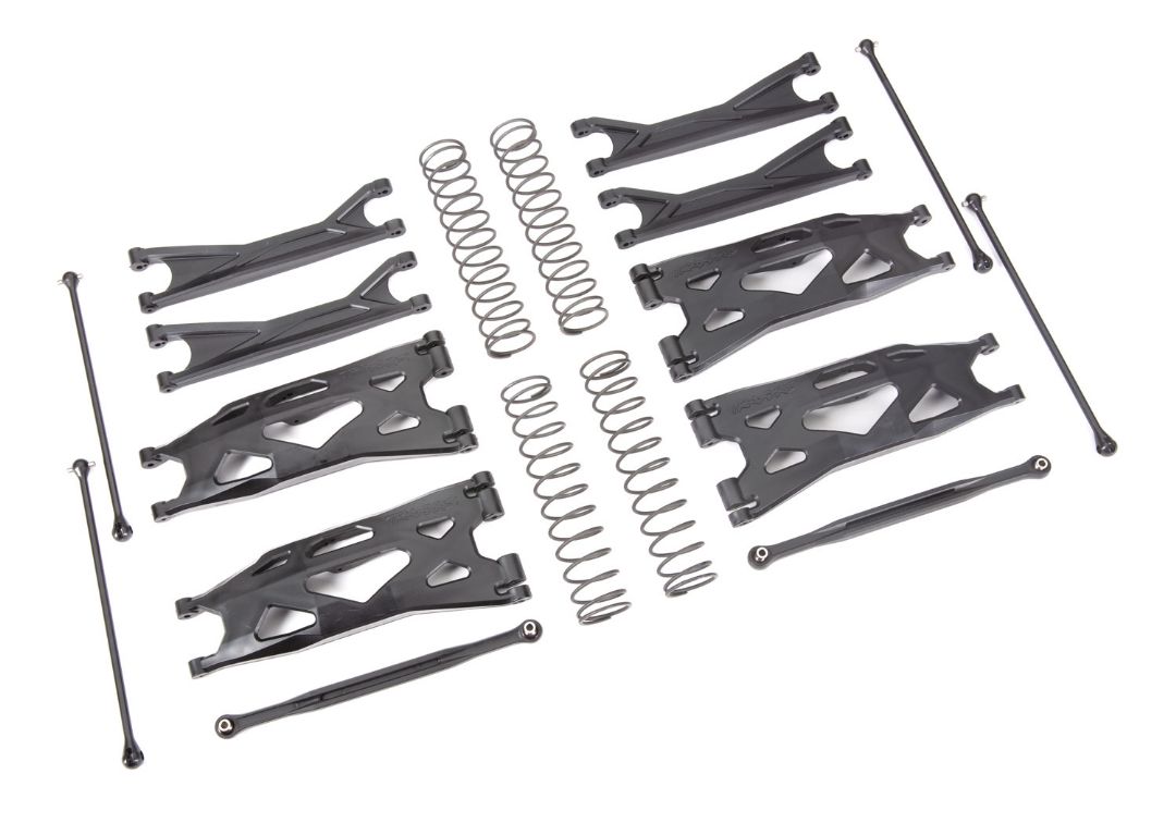 Traxxas Suspension kit, X-Maxx WideMaxx, Black (includes front & rear suspension arms, front toe links, driveshafts, shock springs)