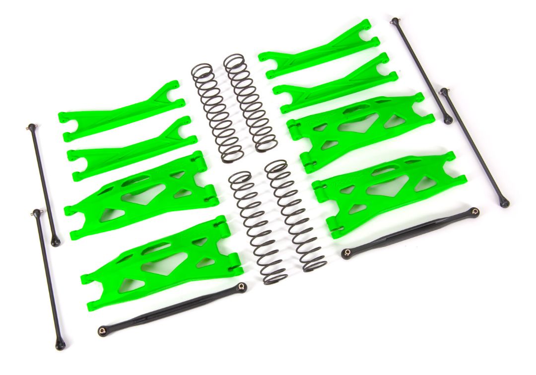 Traxxas Suspension kit, X-Maxx WideMaxx, Green (includes front & rear suspension arms, front toe links, driveshafts, shock springs)