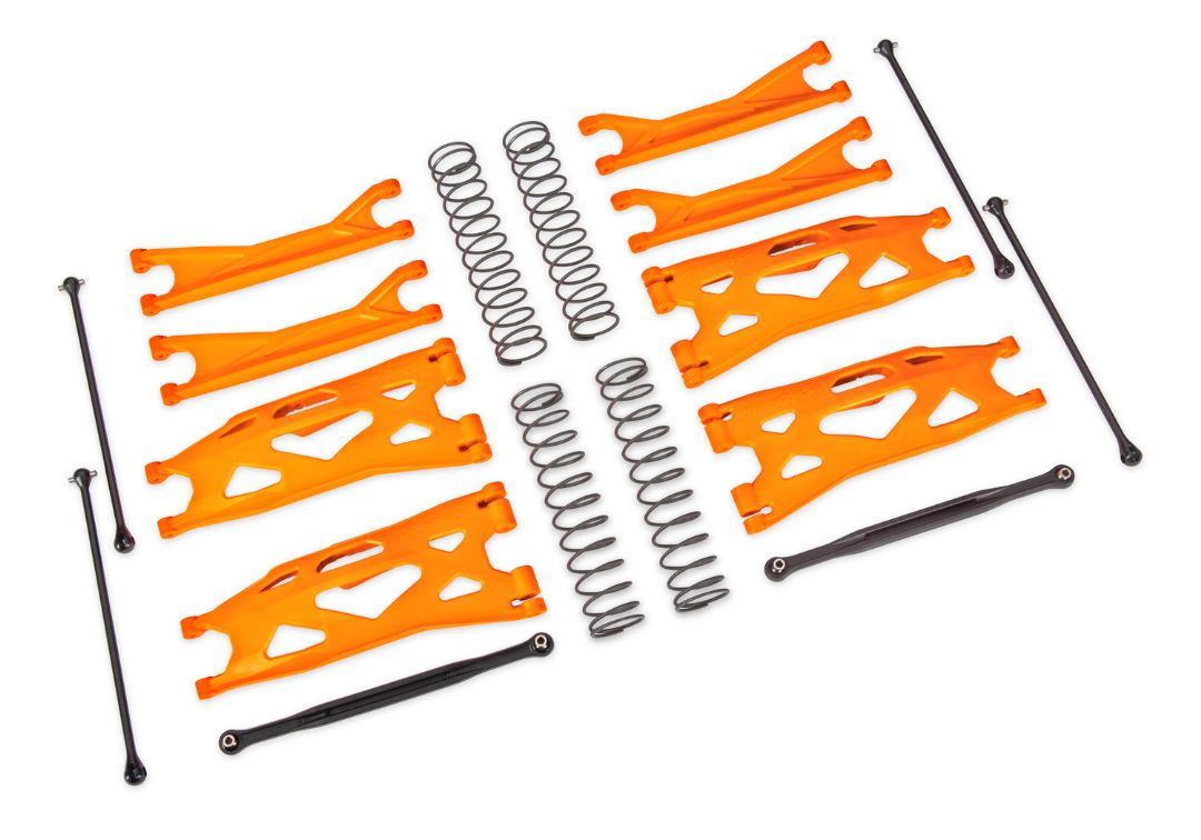 Traxxas Suspension kit, X-Maxx WideMaxx, Orange (includes front & rear suspension arms, front toe links, driveshafts, shock springs)