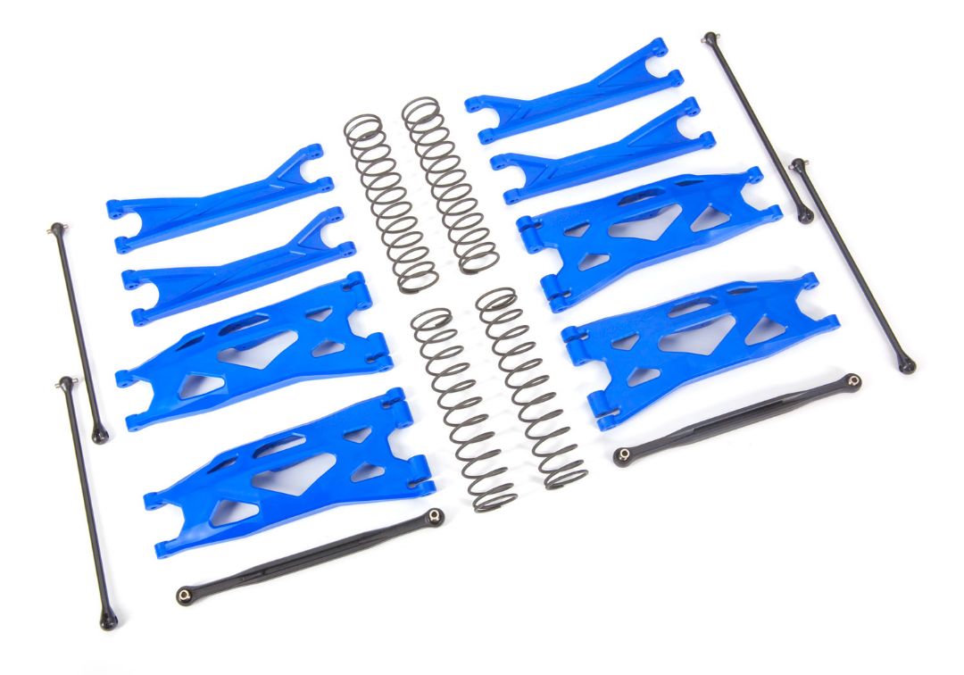 Traxxas Suspension kit, X-Maxx WideMaxx, Blue (includes front & rear suspension arms, front toe links, driveshafts, shock springs)