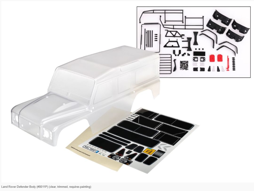 Traxxas Body, Land Rover Defender, complete (Clear) - Click Image to Close