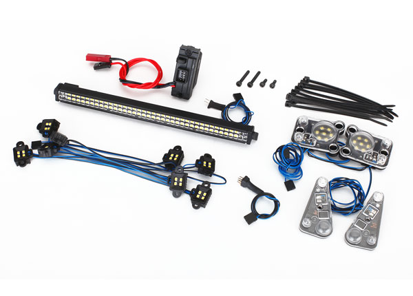Traxxas LED light set, complete (contains rock light kit, LED lightbar (Rigid),LED headlight/tail light kit, power supply, and 3-in-1 wire harness) (fits #8011 body)