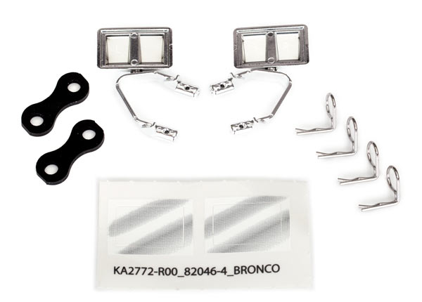 Traxxas Mirrors, side, chrome (left & right)/ retainers (2)/ bod