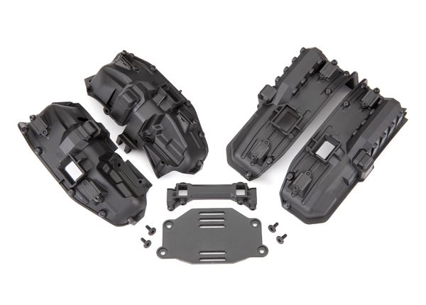 Traxxas Fenders, inner (narrow),front & rear (for clipless body mounting) (2 each)/ rock light covers (8)/ battery plate/ body mount/ 3x8 flat-head screws (4)/ 2.5x6 CS (10)