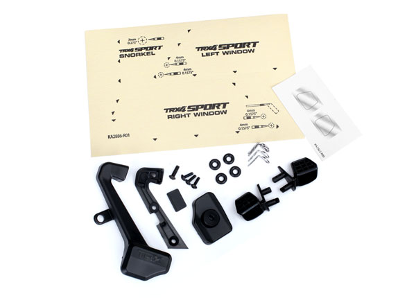 Traxxas Mirrors, side (left & right)/ snorkel/ mounting hardware - Click Image to Close