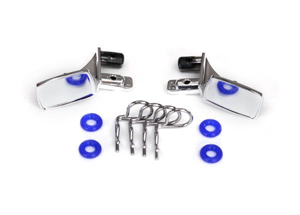 Traxxas Mirrors, side, chrome (left & right)/ o-rings (4)/ body clips (4)