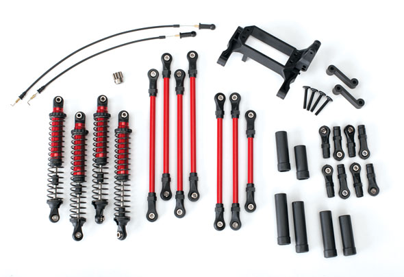 Traxxas Long Arm Lift Kit, TRX-4, complete (includes red powder coated links, red-anodized shocks)