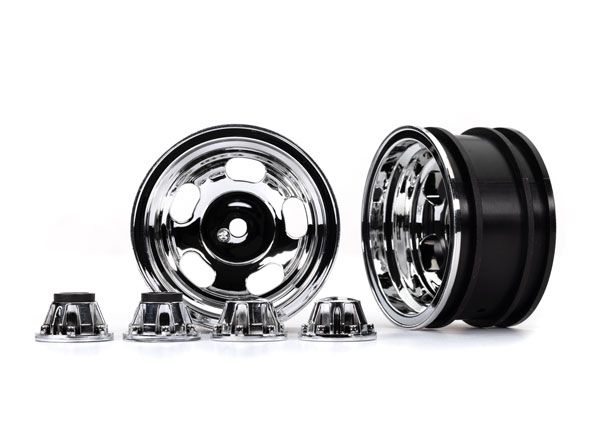 Traxxas Wheels, 2.2", Chrome (2)/ Center Caps (2)