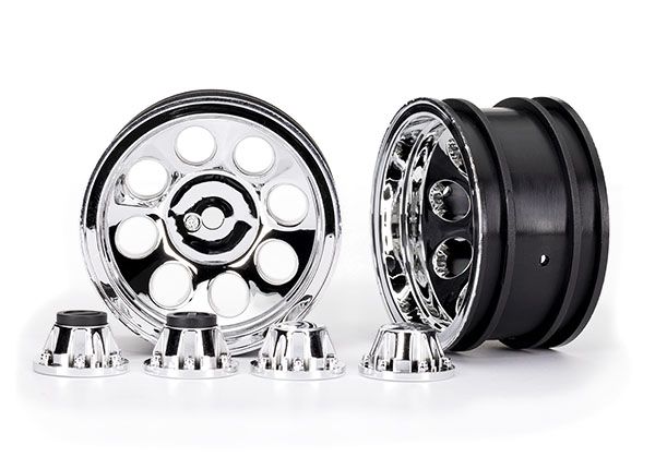 Traxxas 2.2" Wheels Classic Chrome (2)/Center Caps Fr(2)/Rr(2) - Click Image to Close