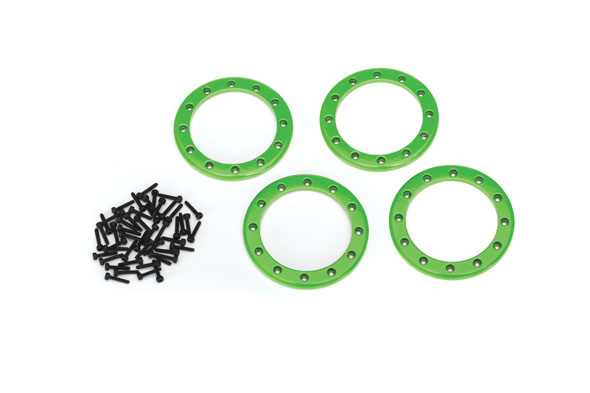 Traxxas Beadlock rings, green (2.2") (aluminum) (4)/ 2x10 CS (48