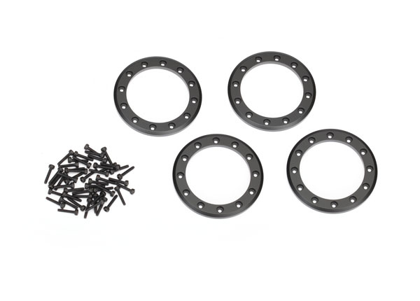 Traxxas Beadlock rings, black (2.2") (aluminum) (4)/ 2x10 CS (48 - Click Image to Close