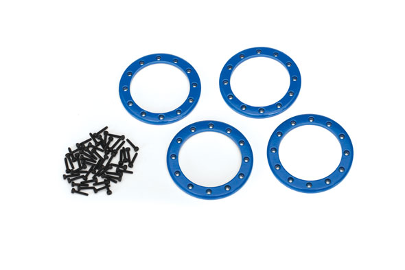 Traxxas Beadlock rings, blue (2.2") (aluminum) (4)/ 2x10 CS (48) - Click Image to Close