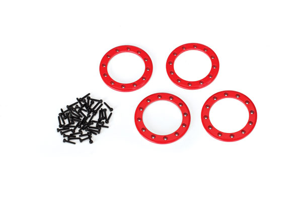 Traxxas Beadlock rings, Red (1.9") (aluminum) (4)/ 2x10 CS (48) - Click Image to Close