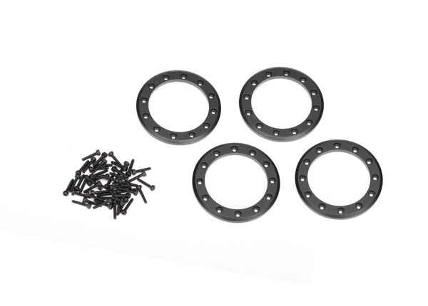 Traxxas Beadlock rings, Black (1.9") (aluminum) (4)/ 2x10 CS (48