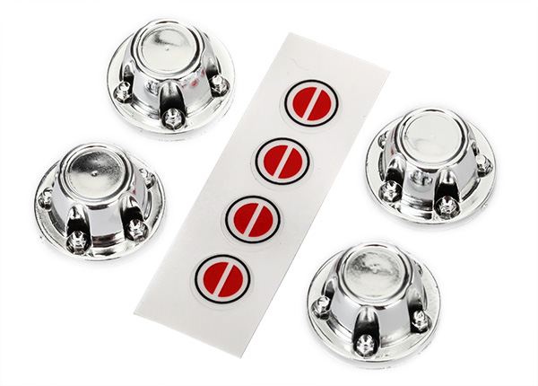 Traxxas Center caps, wheel (chrome) (4)/ decal sheet