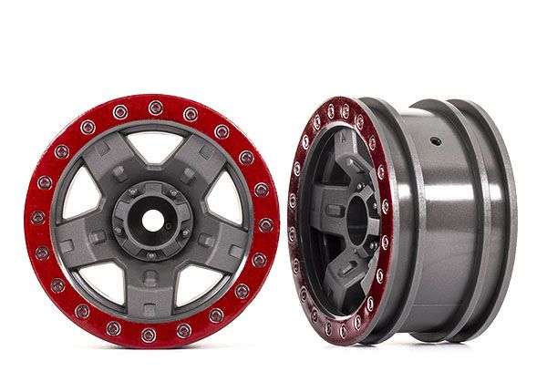 Traxxas Wheels Trx-4 Sprt 2.2 Gray Red Bl - Click Image to Close