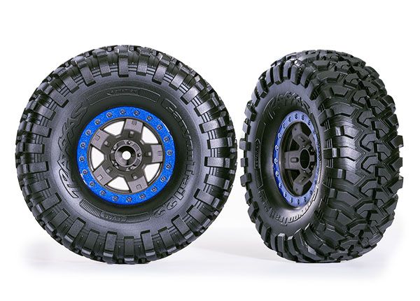 Traxxas Tires & Wheels (TRX-4 Sport 2.2" Gray, Blue Beadlock)(2)