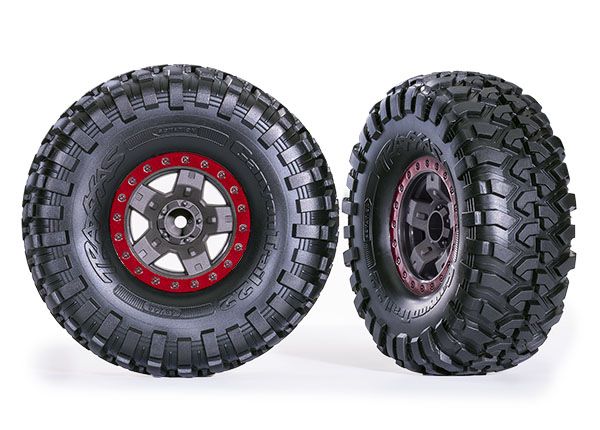 Traxxas Tires & Wheels (TRX-4 Sport 2.2" Gray, Red Beadlock) (2)