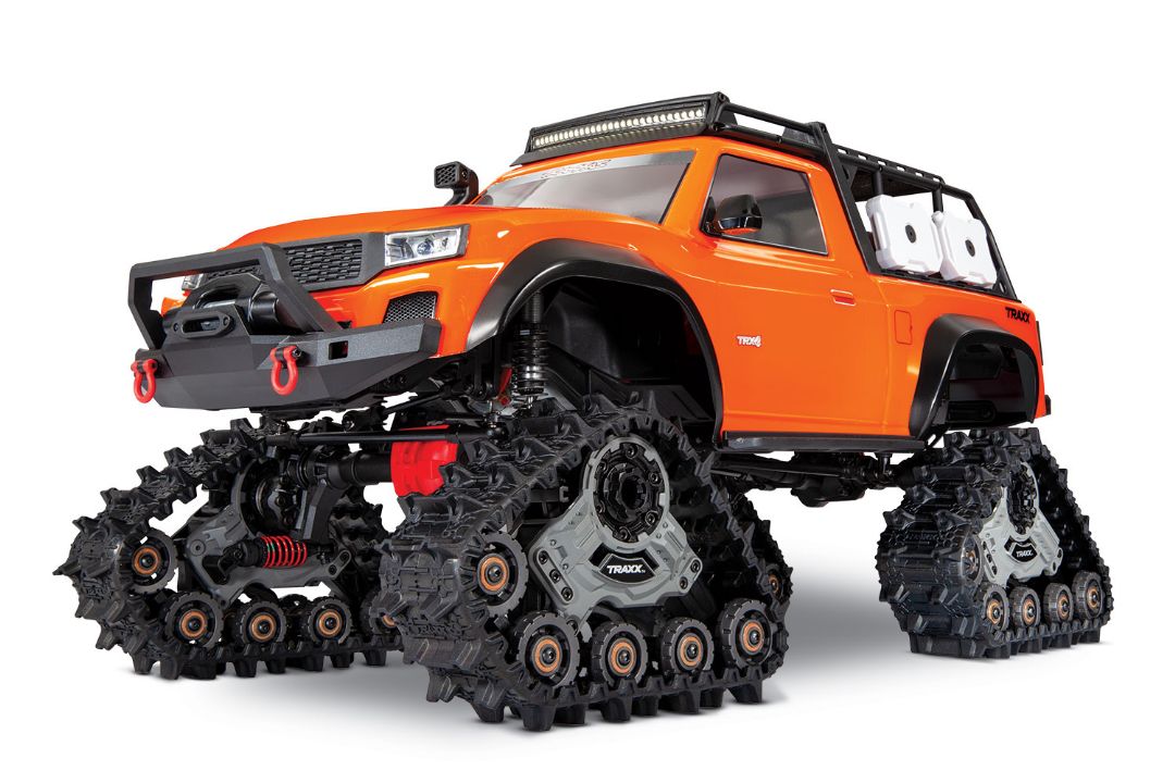 Traxxas TRX-4 with Deep-Terrain Traxx with Tires and Wheels: 1/10 Scale 4WD Electric Truck - Orange. Ready-to-Race with TQ 2.4GHz Radio System, XL-5 HV ESC (fwd/rev) and Titan 550 motor and Painted Clipless Body (Requires battery and charger)