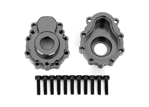 Traxxas Portal housings, outer, 6061-T6 aluminum (charcoal gray - Click Image to Close
