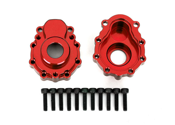 Traxxas Portal housings, outer, 6061-T6 aluminum (red-anodized) (2)/ 2.5x10 CS (12)