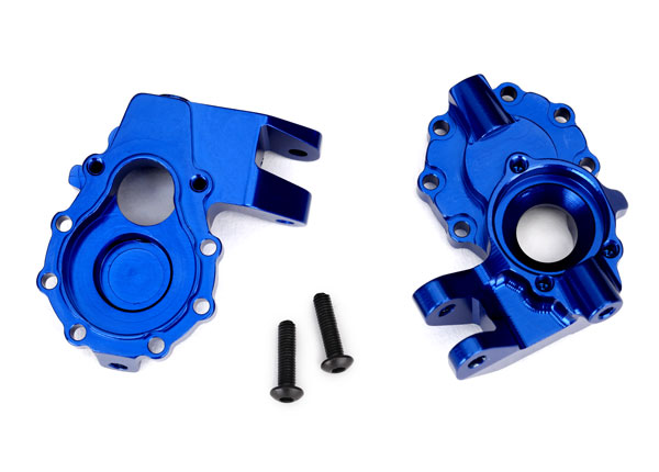 Traxxas Portal housings, inner (front),6061-T6 aluminum (blue-anodized) (2)/ 3x12 BCS (2)