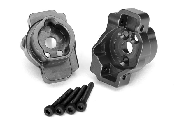 Traxxas Portal drive axle mount, rear, 6061-T6 aluminum (charcoal gray-anodized) (left and right)/ 2.5x16 CS (4)