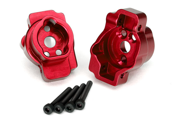 Traxxas Portal drive axle mount, rear, 6061-T6 aluminum (red-anodized) (left and right)/ 2.5x16 CS (4)