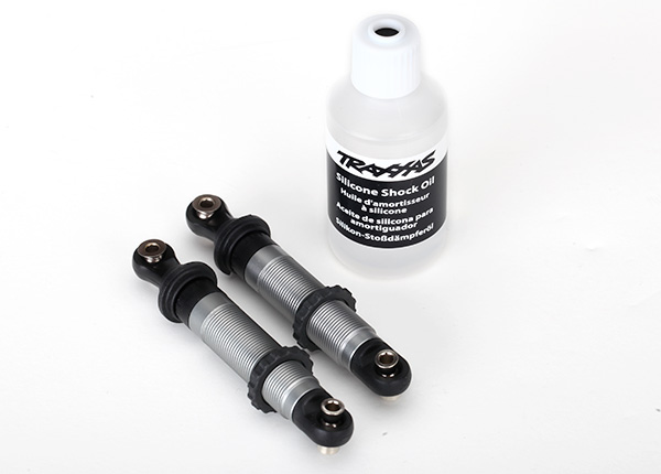 Traxxas Shocks, GTS, silver aluminum (assembled with spring reta - Click Image to Close