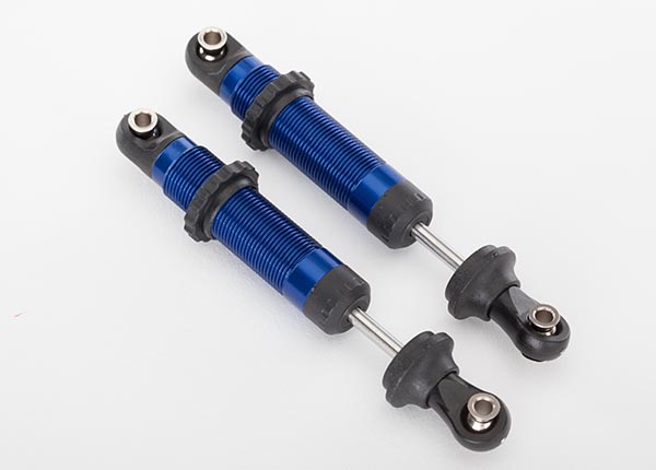 Traxxas Shocks, GTS, aluminum (blue-anodized) (assembled with spring retainers) (2)