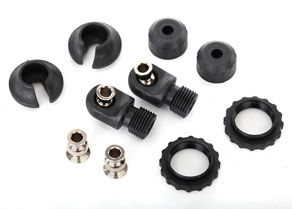 Traxxas Caps & spring retainers, GTS shocks (upper cap (2)/ holl - Click Image to Close