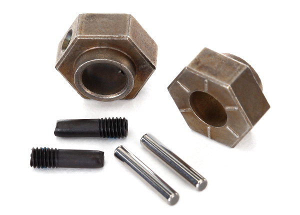 Traxxas Wheel hubs, 12mm hex (2)/ stub axle pins (2) (steel) (fi - Click Image to Close