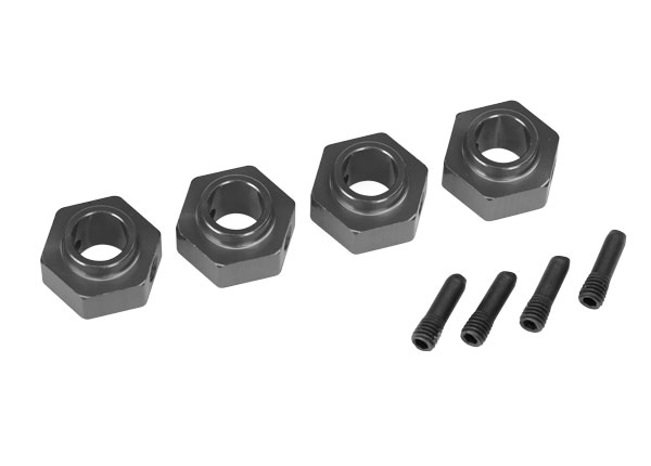 Traxxas Wheel hubs, 12mm hex, 6061-T6 aluminum (charcoal gray-a - Click Image to Close
