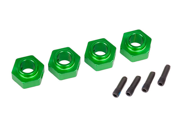 Traxxas Wheel hubs, 12mm hex, 6061-T6 aluminum (green-anodized)