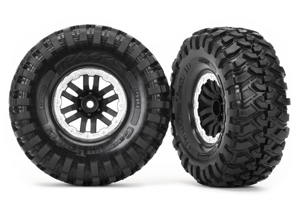 Traxxas Tires and wheels, assembled, glued (TRX-4 satin beadlock - Click Image to Close