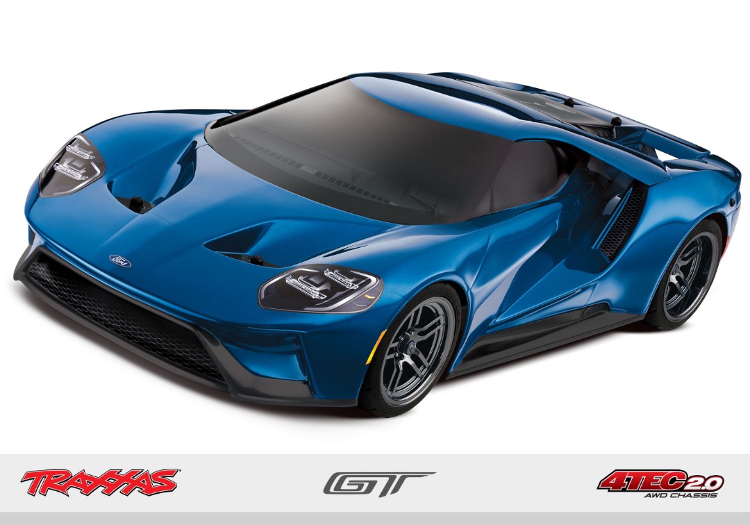 Traxxas Ford GT: 1/10 Scale AWD Supercar with TQi Traxxas Link Enabled 2.4GHz Radio System & Traxxas Stability Management (TSM) - Blue