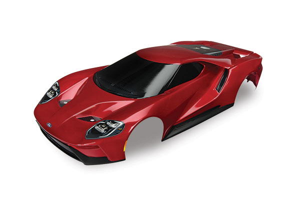 Traxxas Body, Ford GT, red (painted, decals applied) - Click Image to Close