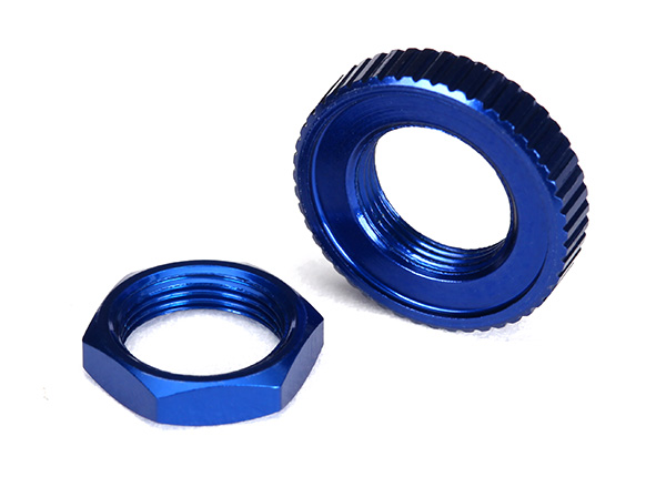 Traxxas Servo saver nuts, aluminum, blue-anodized (hex (1), serr - Click Image to Close