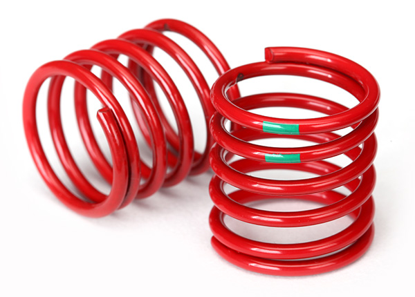 Traxxas Spring, shock (red) (4.075 rate, green stripe) (2) - Click Image to Close
