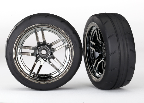 Traxxas Tires and wheels, glued chrome, 1.9" Response tires (F) - Click Image to Close